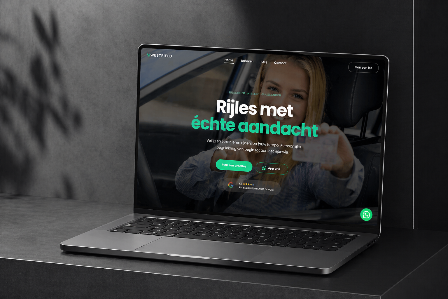 Rijschool Westfield website door Webkern
